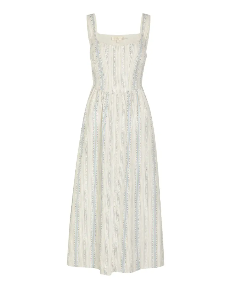 LoveShackFancy Majory floral-print striped dress - Nude Nude
