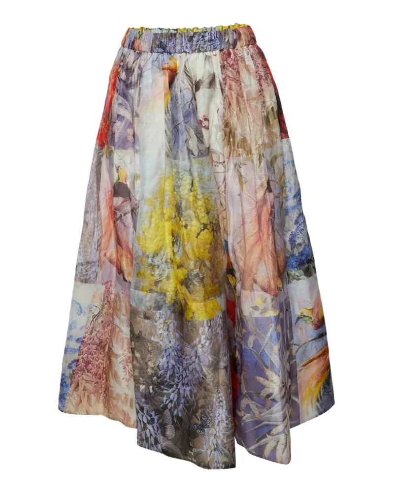 Zimmermann botanical-print midi skirt - Nude Nude