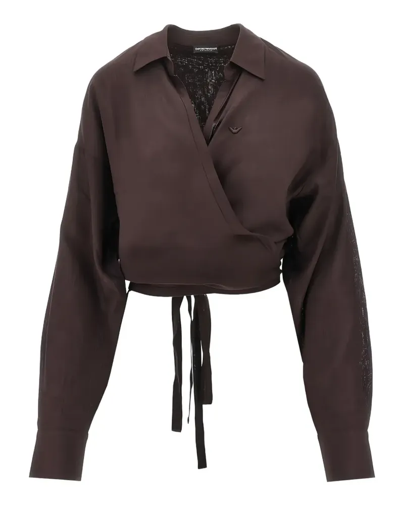 Emporio Armani tie-detail wrap top - Braun Braun
