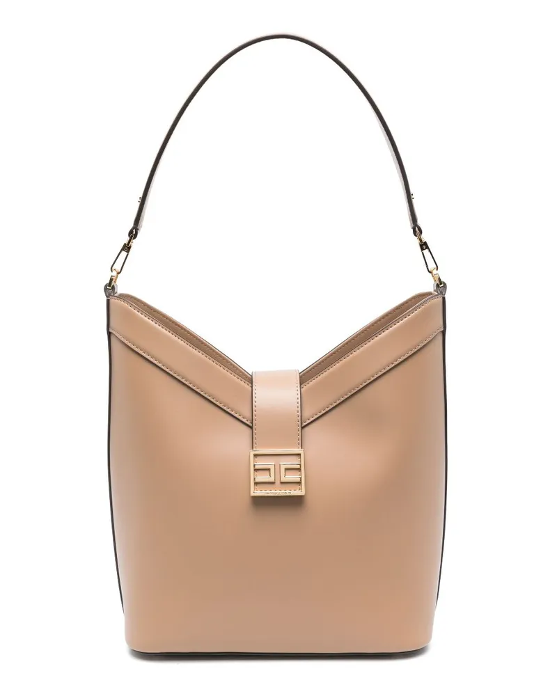 Elisabetta Franchi Schultertasche mit Logo-Schnalle - Nude Nude