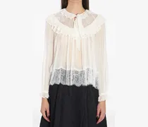 Gerüschtes Spitzentop - Weiß