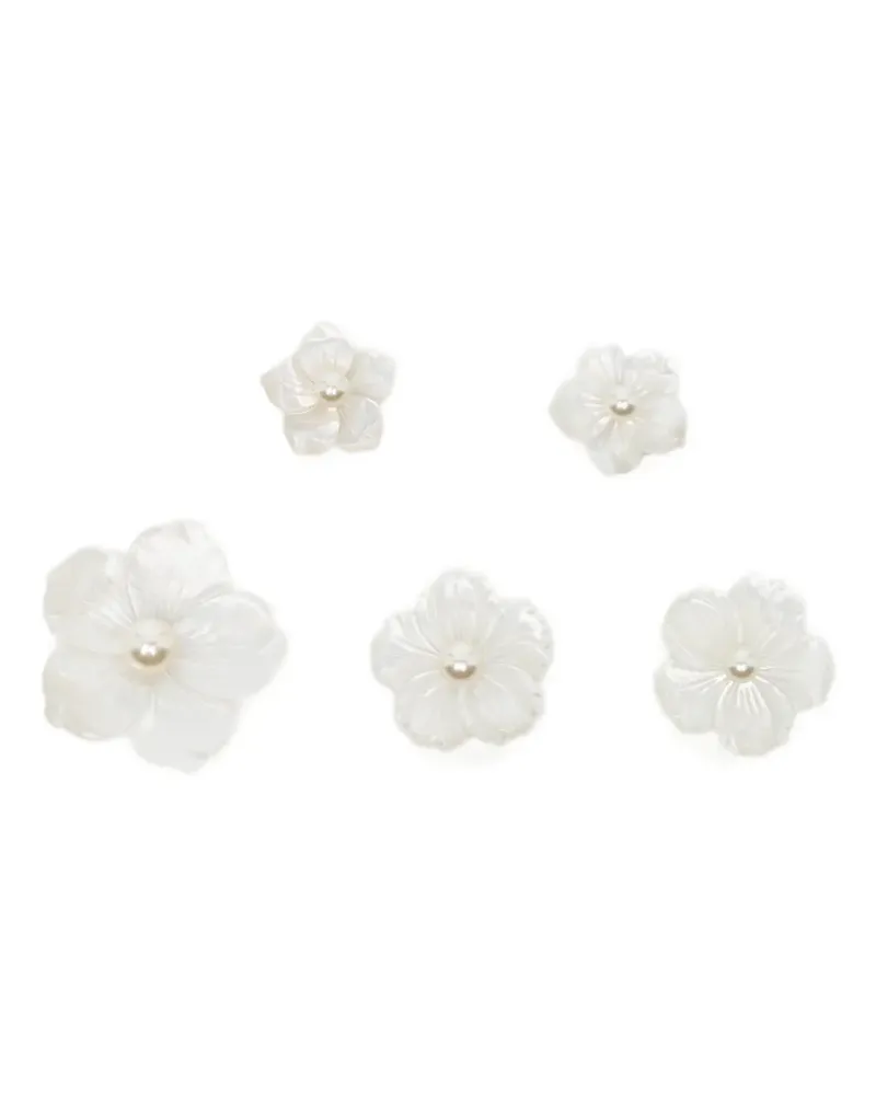 Jennifer Behr floral-detail mother-of-pearl hair pins - Weiß Weiß