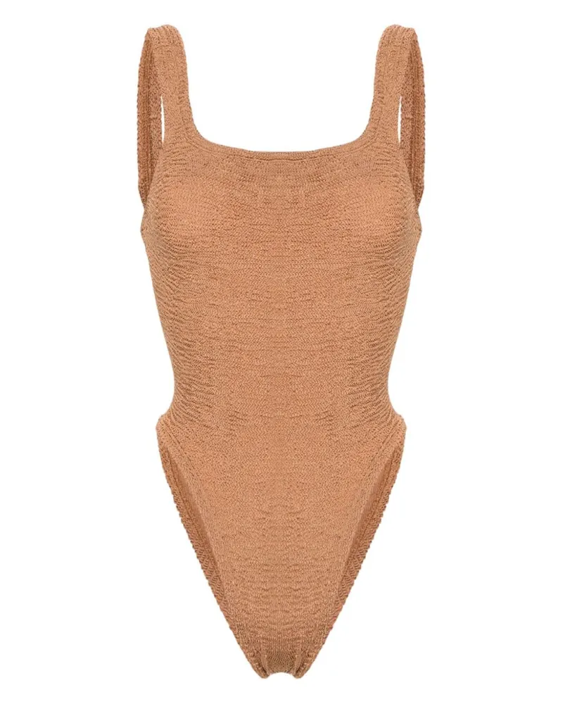 Hunza G Badeanzug mit Knitteroptik - Nude Nude