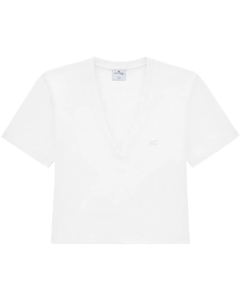 Courrèges T-Shirt mit Logo-Applikation Weiß