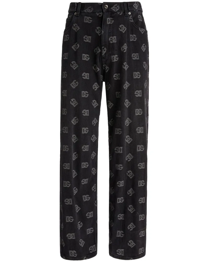 Dolce & Gabbana Jeans mit Monogrammmuster - Schwarz Schwarz