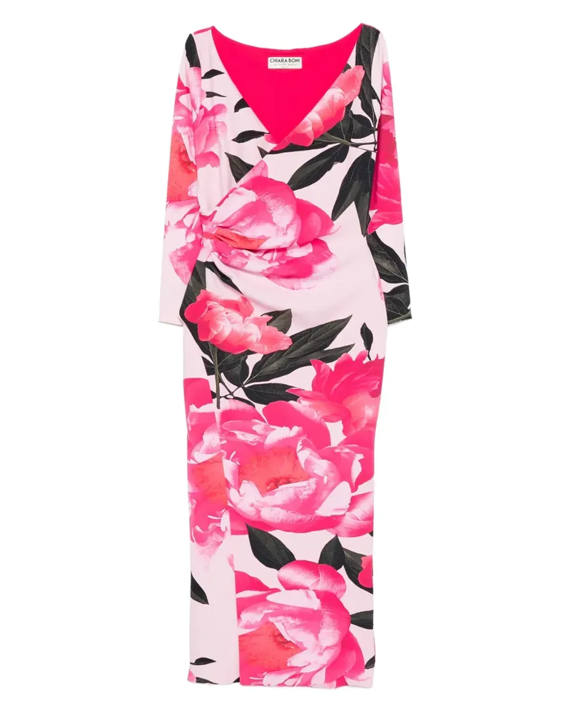 Chiara Boni Gewickeltes Midikleid mit Blumen-Print - Rosa Rosa