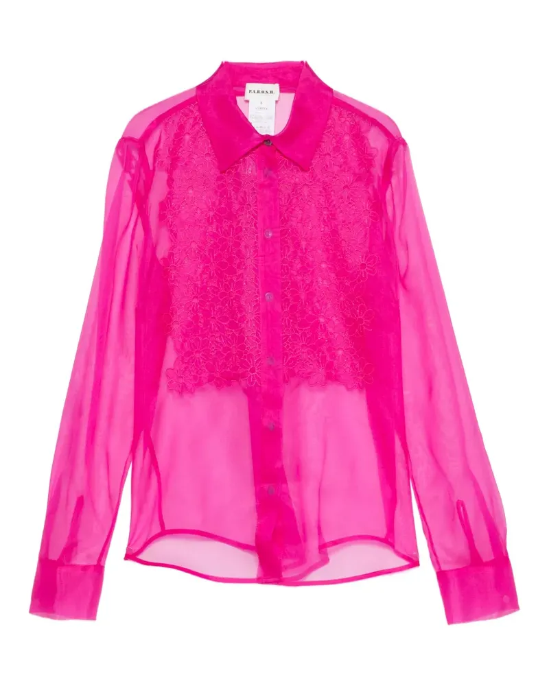 P.A.R.O.S.H. P.A.R.O H. Shake Hemd mit Blumenstickerei - Rosa Rosa