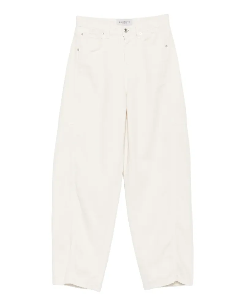 Ermanno Scervino Wide-Leg-Jeans mit Logo-Patch - Weiß Weiß