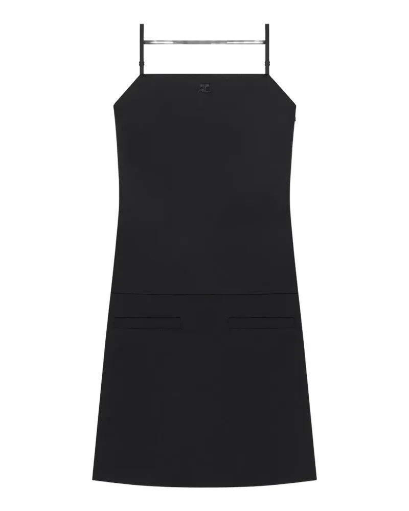 Courrèges Minikleid im Materialmix - Schwarz Schwarz