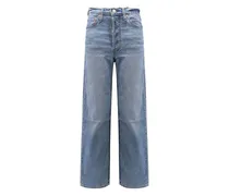 Straight-Leg-Jeans mit Logo-Patch - Blau