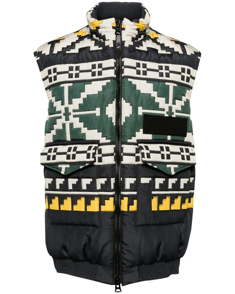 Sacai Gesteppte Weste mit Strickmuster - Schwarz Schwarz