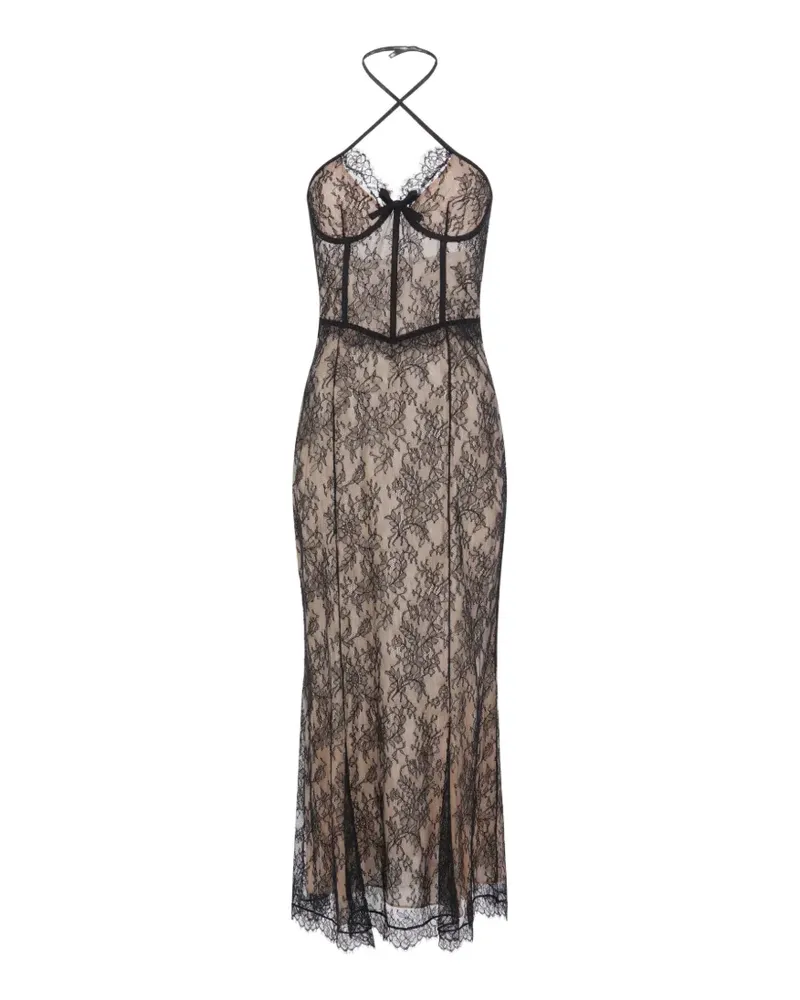 Alessandra Rich Chantilly Neckholder-Maxikleid mit Spitze - Schwarz Schwarz
