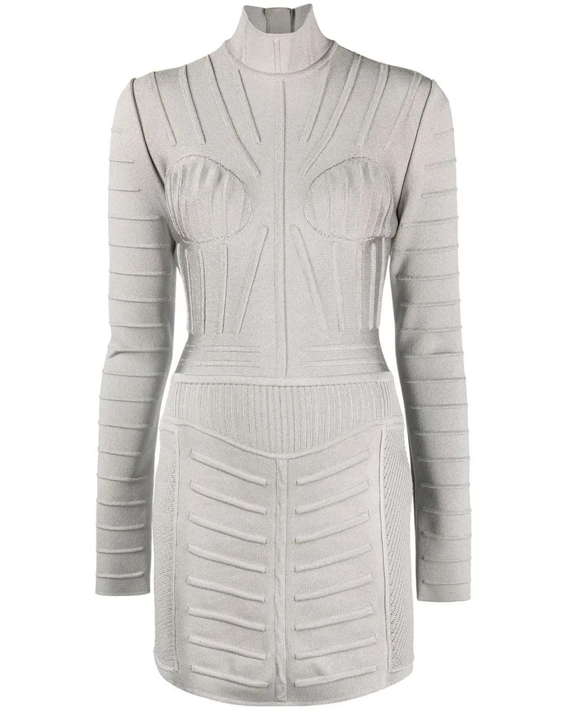 Balmain Geripptes Minikleid - Grau Grau