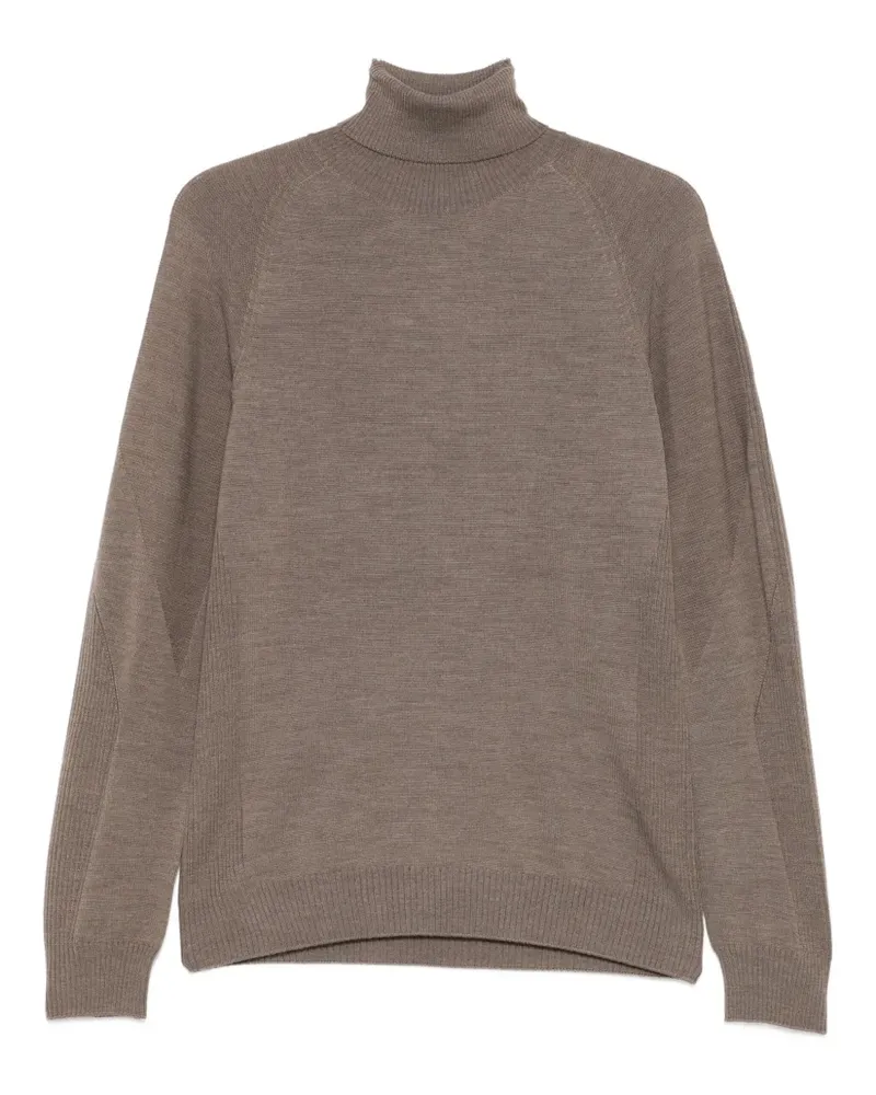 SEASE Rollkragenpullover mit geripptem Einsatz - Braun Braun