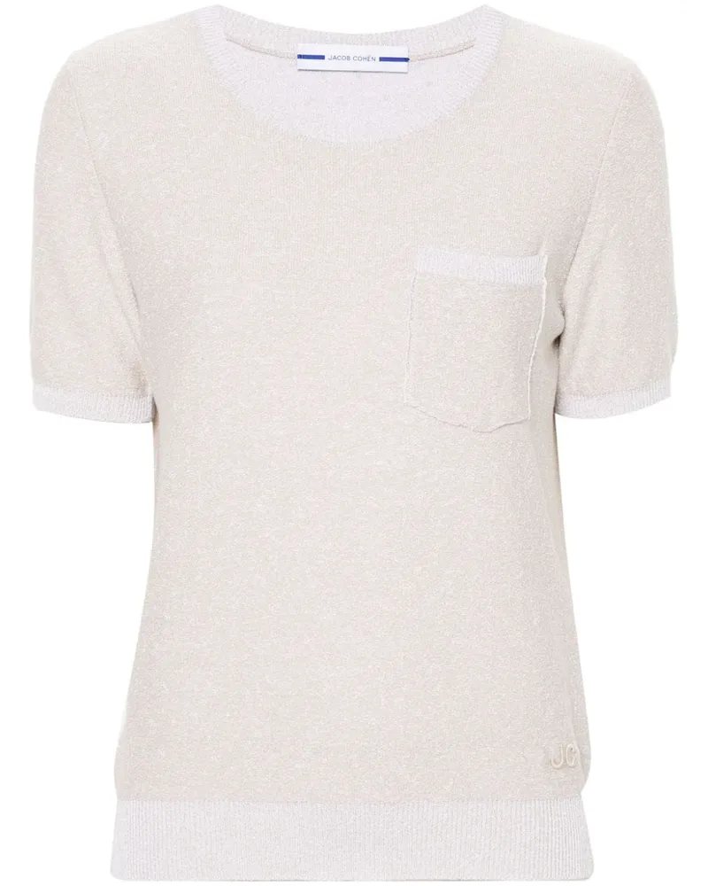 Jacob Cohën Boucle-T-Shirt mit Logo-Stickerei - Nude Nude