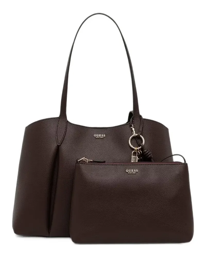 Guess Melody logo-plaque pebbled-effect tote bag - Braun Braun