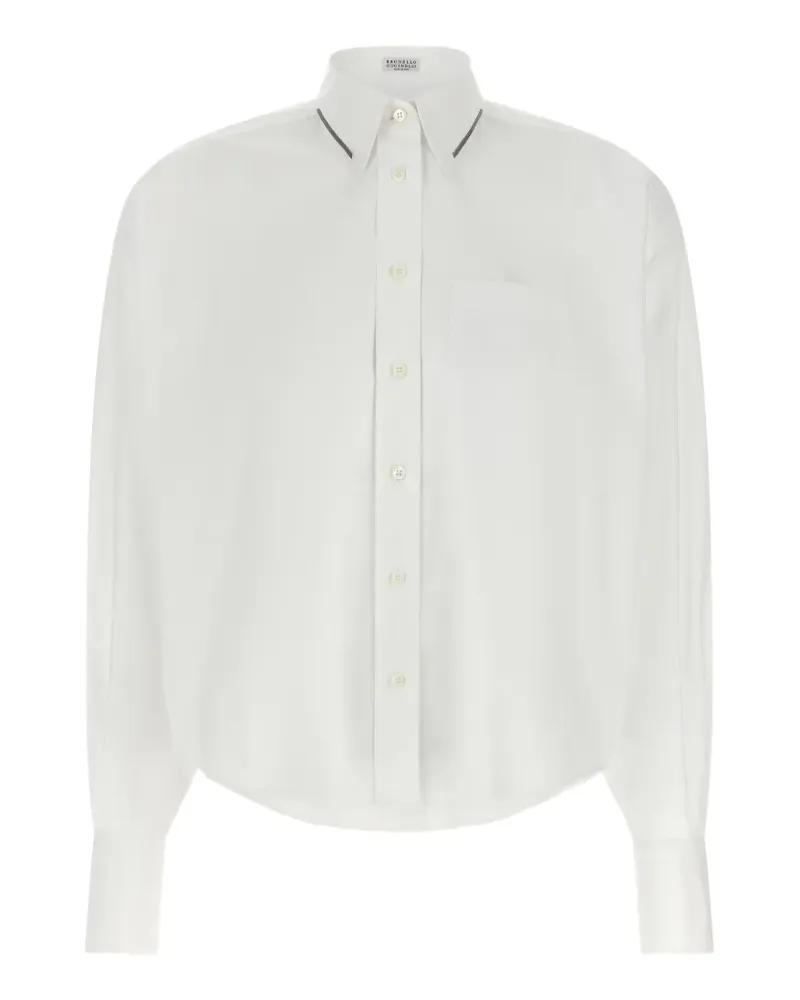 Brunello Cucinelli Monile-trim cropped shirt - Weiß Weiß