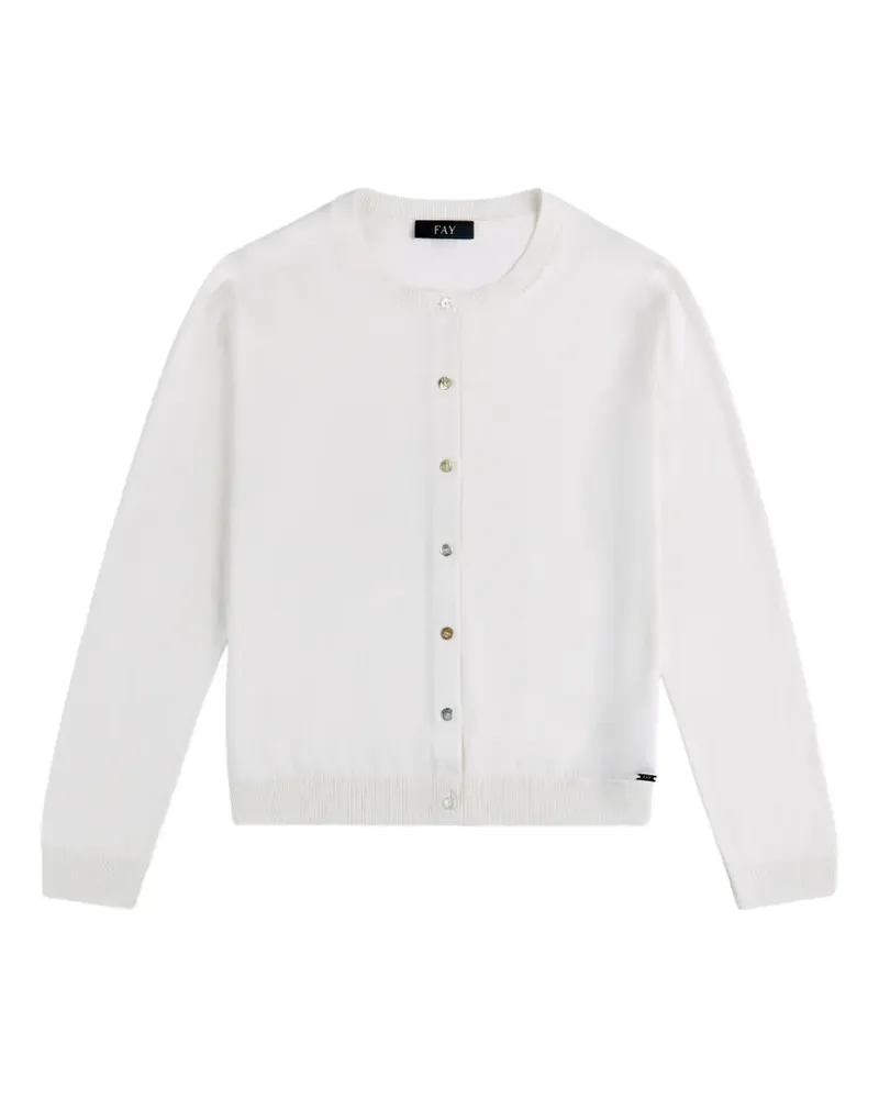Fay logo-plaque button-up cardigan - Weiß Weiß
