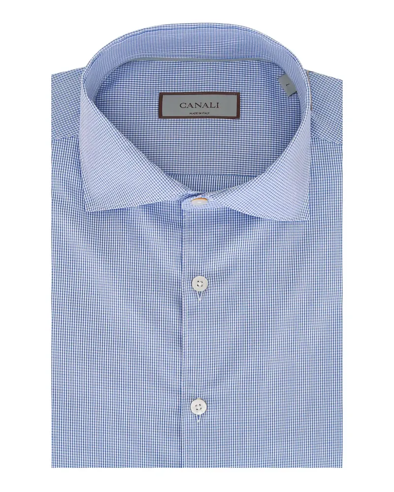 Canali micro-checked button-up shirt - Blau Blau