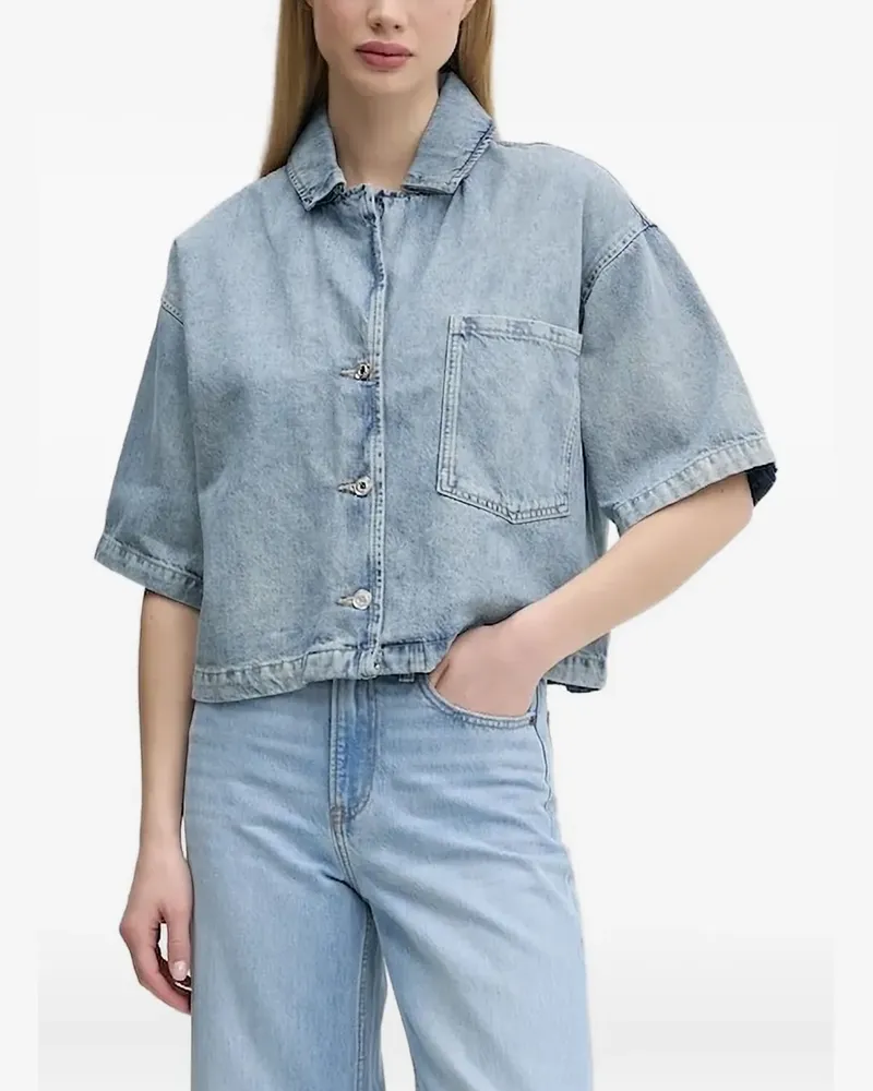 HUGO BOSS Kurzärmeliges Jeanshemd mit Taschen - Blau Blau