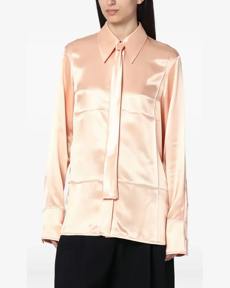 Jil Sander Satinhemd mit Schleifenkragen - Rosa Rosa