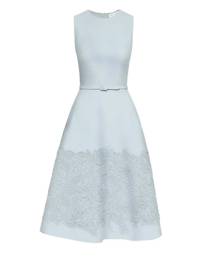 Oscar de la Renta Midikleid mit Spitze - Blau Blau