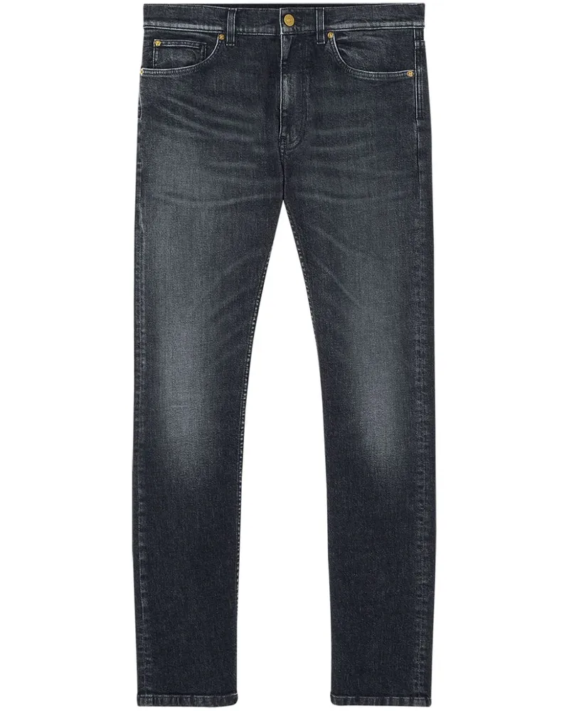 Versace Slim-Fit-Jeans mit Medusa-Stickerei - Schwarz Schwarz