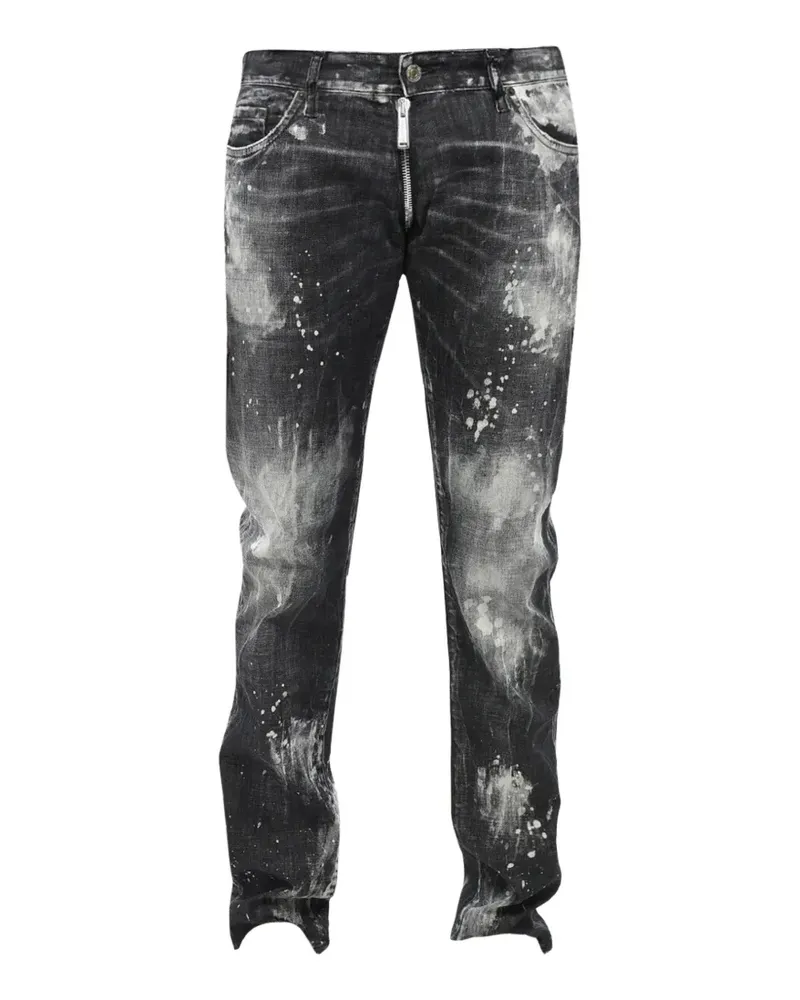 Dsquared2 belt-loop bleached-effect jeans - Schwarz Schwarz