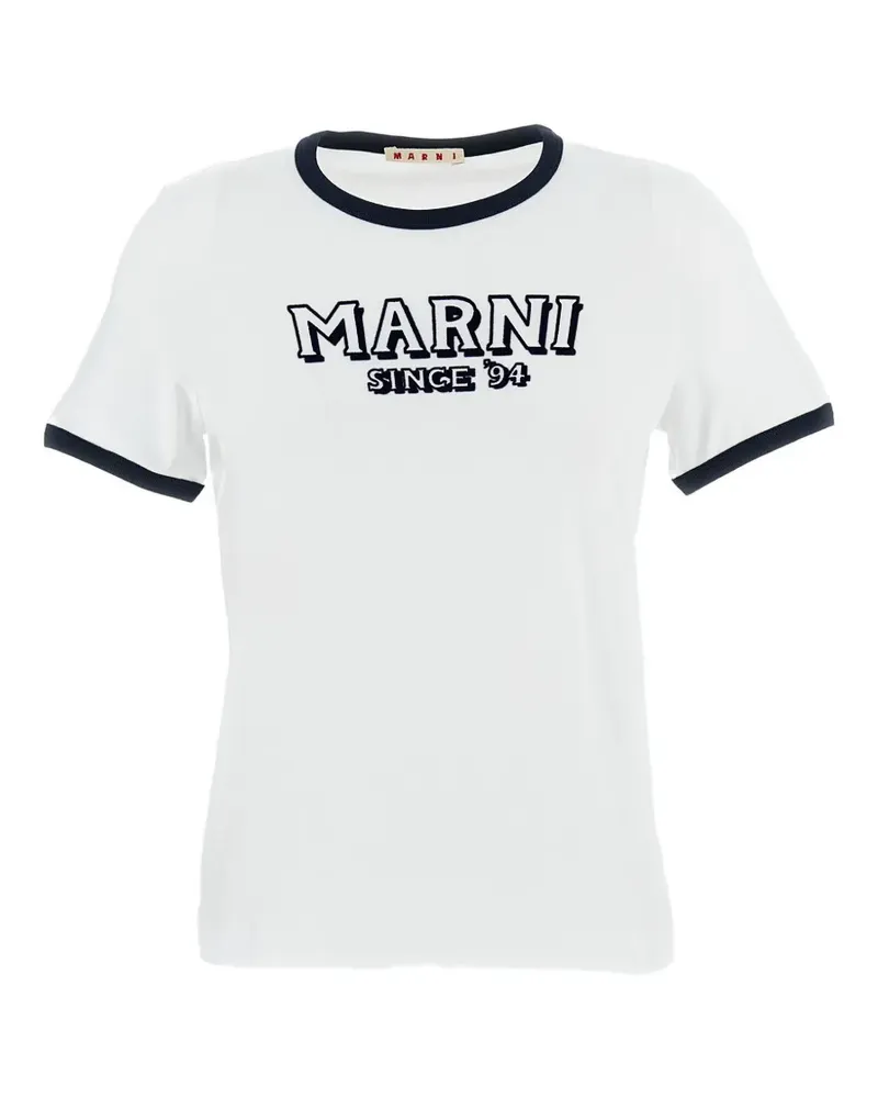 Marni T-Shirt mit Logo-Prägung - Weiß Weiß