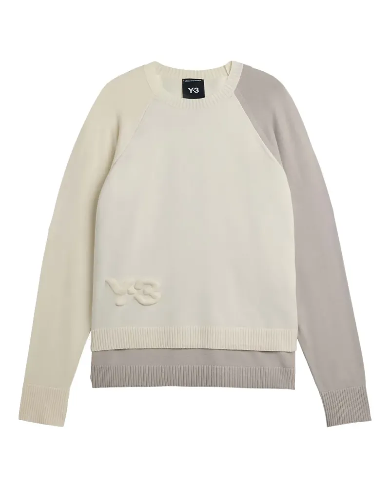 Y-3 Colour-Block-Pullover mit Logo-Prägung - Weiß Weiß