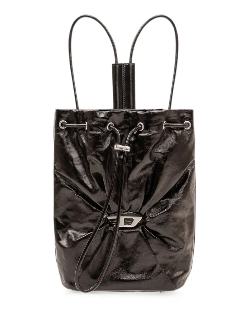 Diesel Scrunch-D logo-plaque leather backpack - Schwarz Schwarz