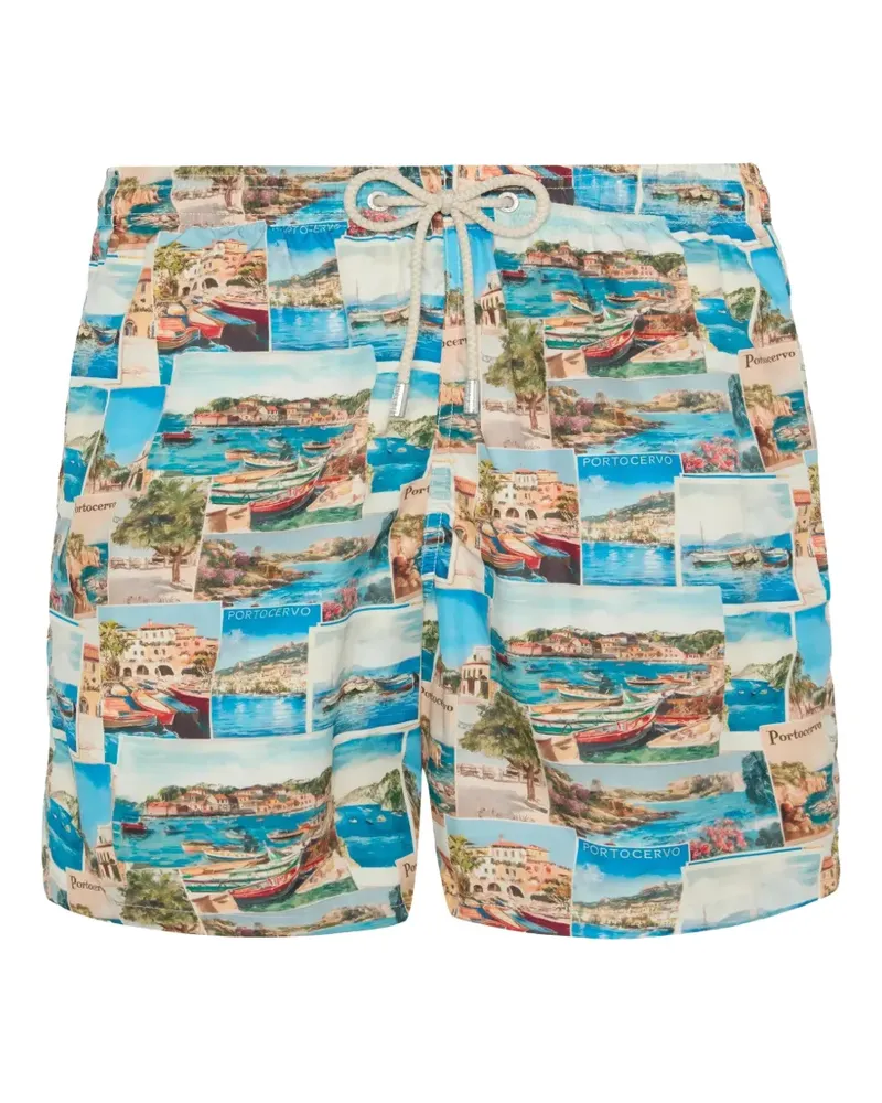 MC2 Saint Barth Lighting Badeshorts mit Porto Cervo-Print - Blau Blau