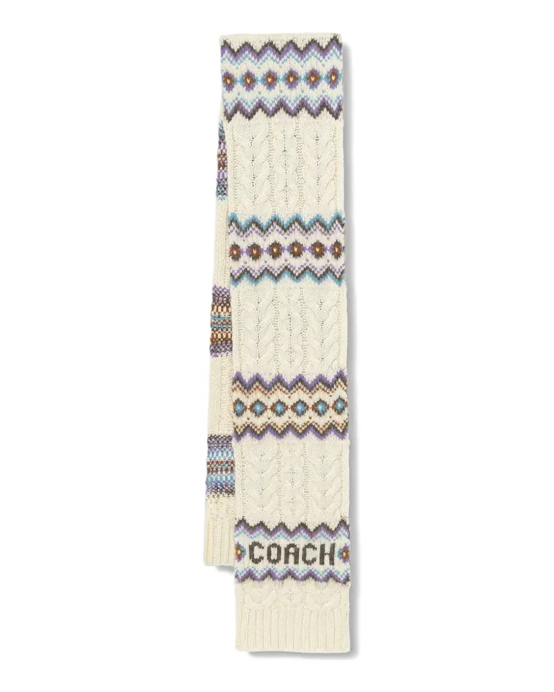 Coach cable-knit geometric scarf - Nude Nude
