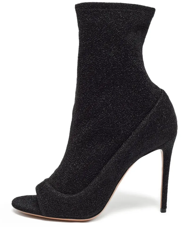Aquazzura Stiefel mit Glitter-Detail 110mm - Schwarz Schwarz