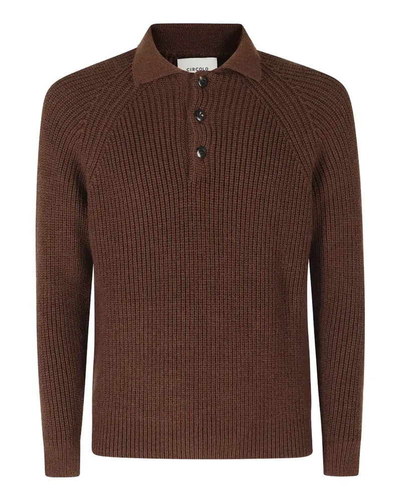 CIRCOLO 1901 Geripptes Poloshirt mit Raglanärmeln - Braun Braun