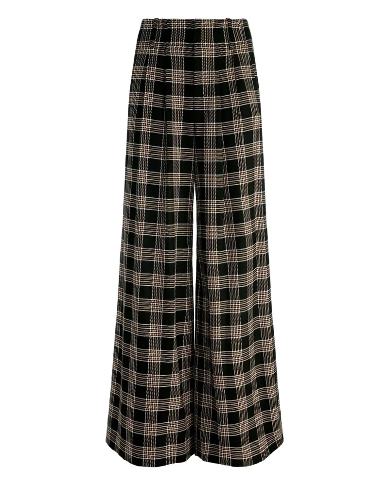 Alice + Olivia Karierte Eloise Hose mit Falten - Schwarz Schwarz