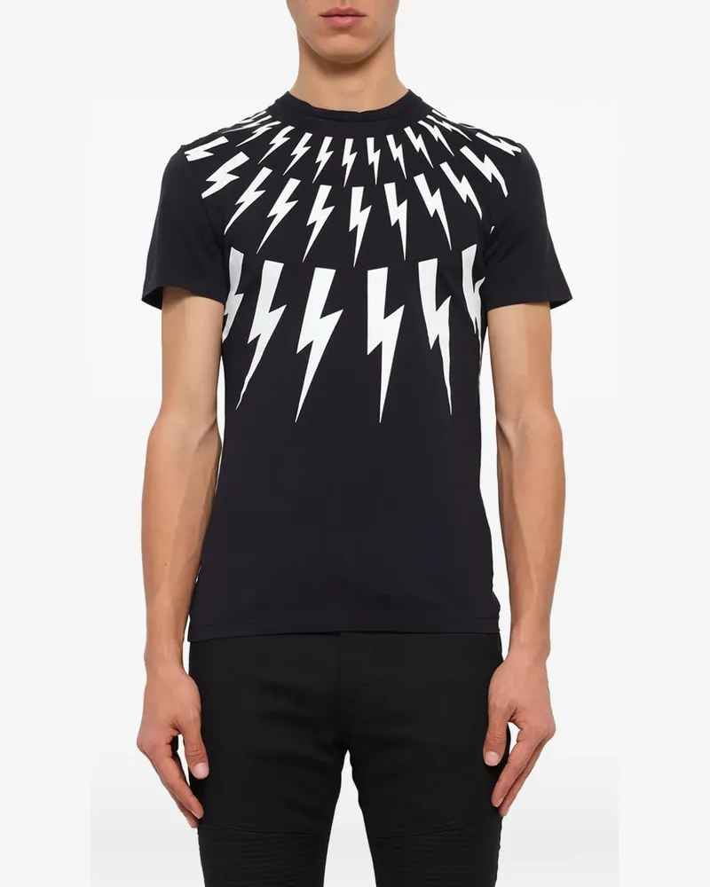 Neil Barrett T-Shirt mit Blitz-Print - Schwarz Schwarz