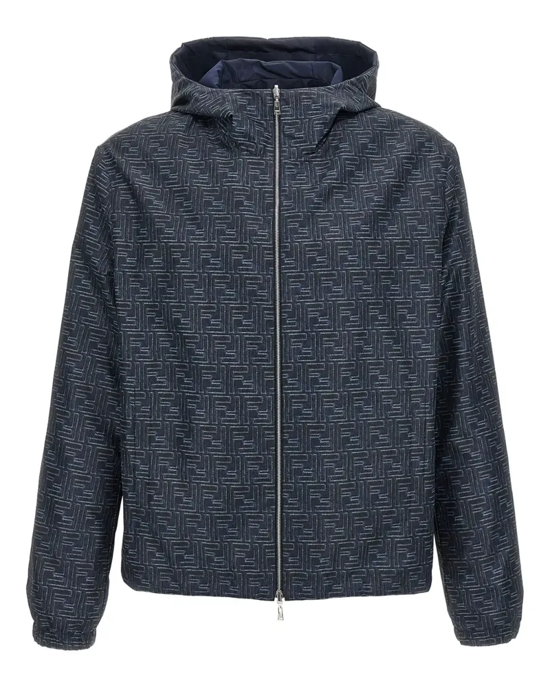 Fendi Gemusterte Kapuzenjacke - Blau Blau