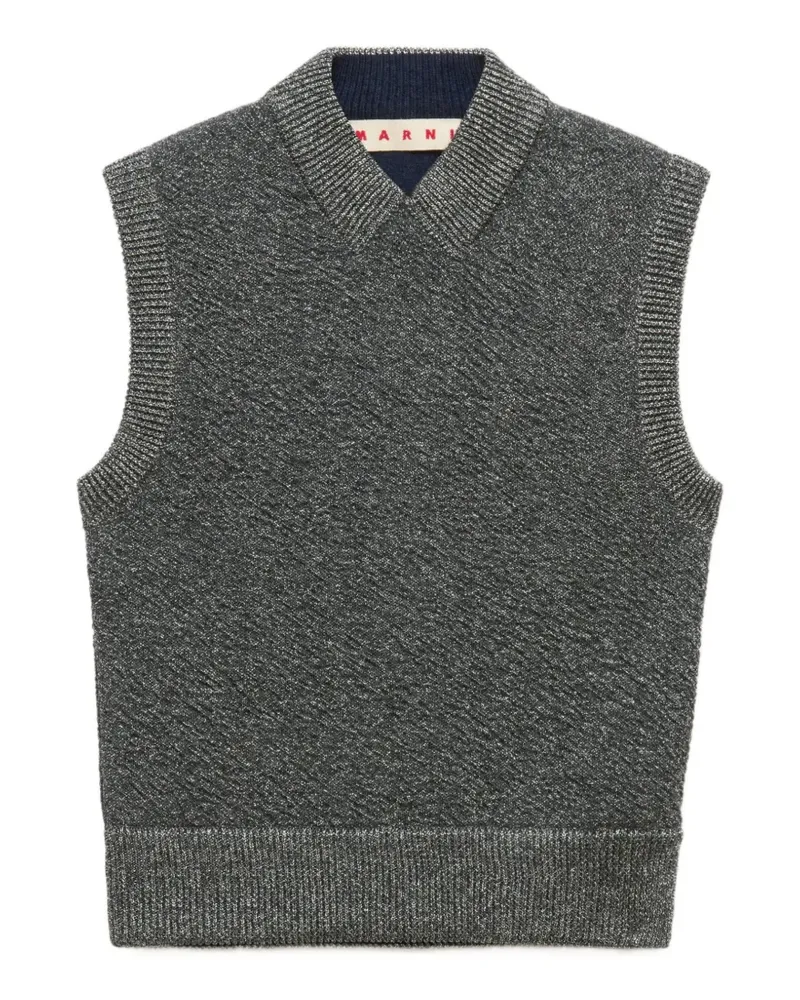 Marni gray wool vest with lurex detailing - Grau Grau