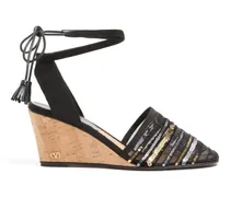 La Cruisette Wedge-Sandalen mit Pailletten 75mm - Schwarz