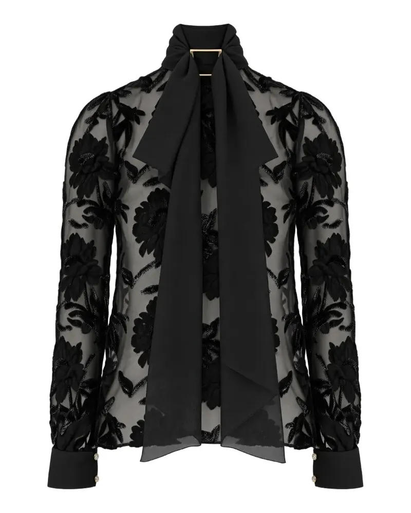 Redemption Devoré pussy-bow blouse - Schwarz Schwarz