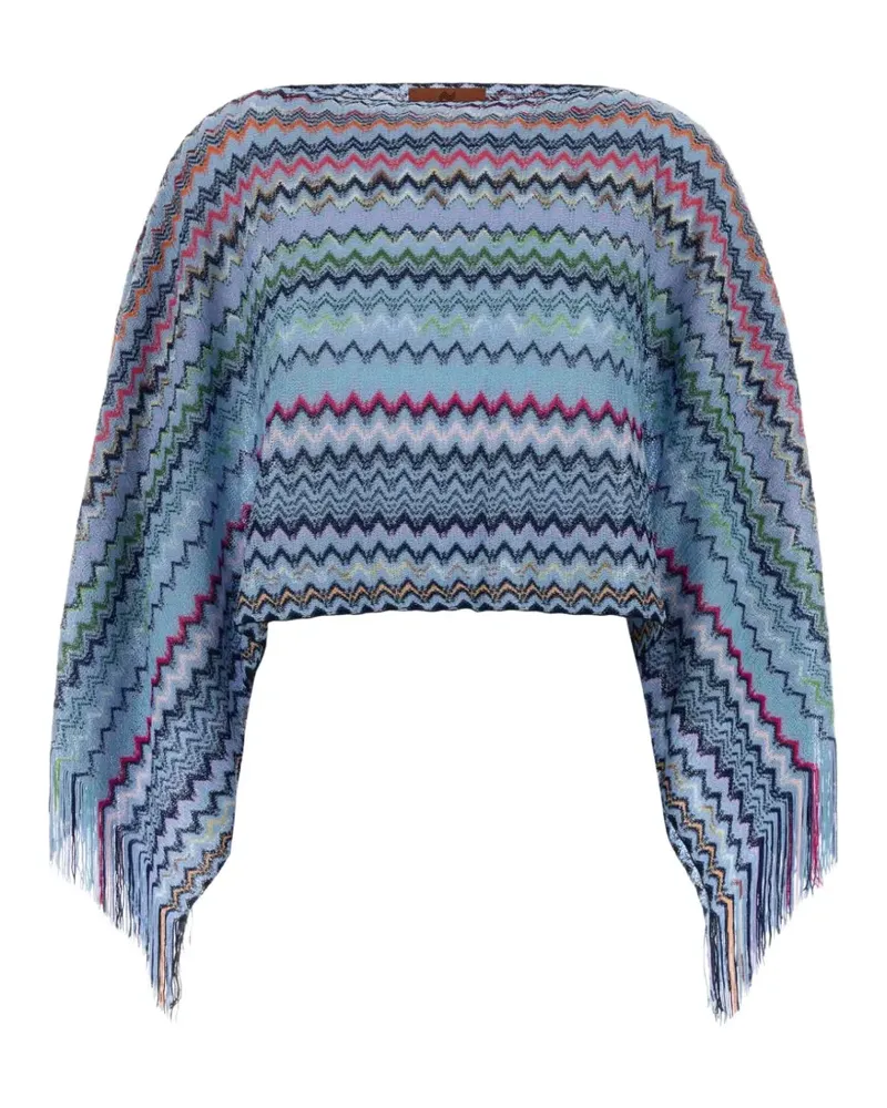Missoni Fransen-Cape mit Zickzackmuster - Blau Blau