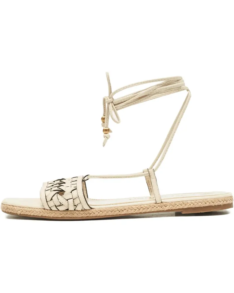Tory Burch 2024 pre-owned flache Sandalen mit Webmuster - Nude Nude