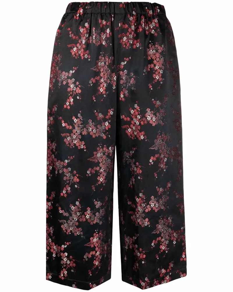Comme des Garçons Cropped-Hose mit Blumen-Print - Schwarz Schwarz