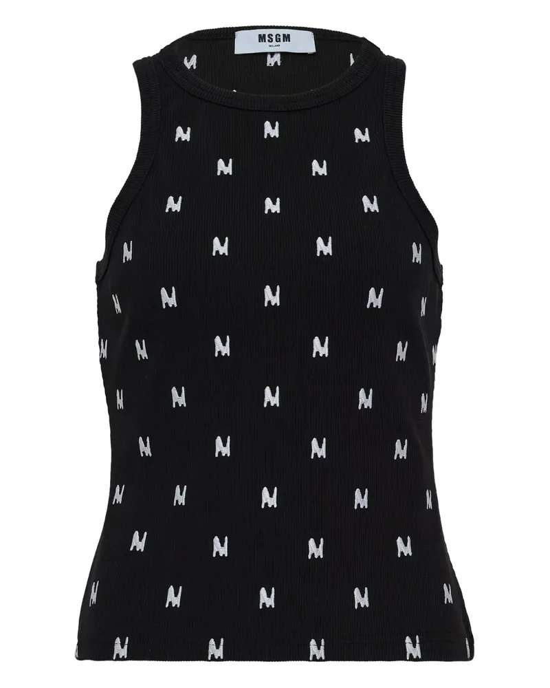 MSGM ribbed logo-embroidered tank top - Schwarz Schwarz