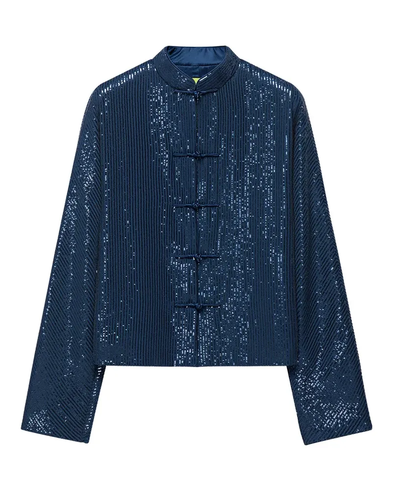 Shanghai Tang Cropped-Jacke mit Pailletten - Blau Blau