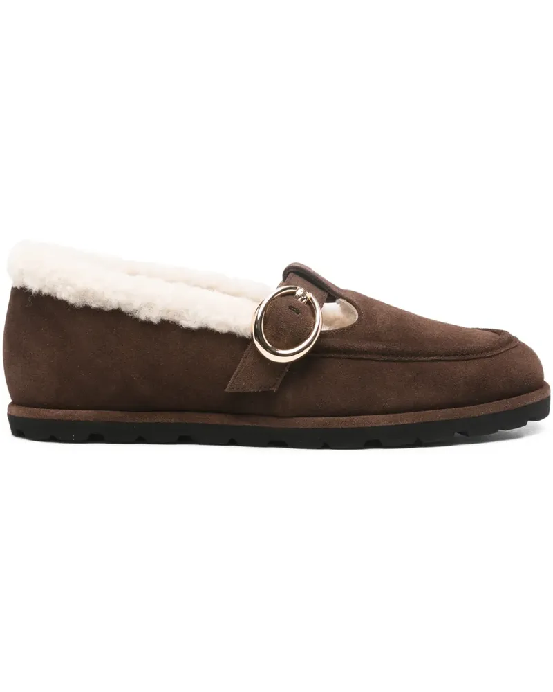 Stuart Weitzman Dakota shearling buckle loafers - Braun Braun
