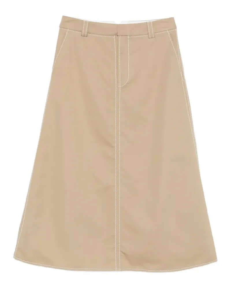 AMI Paris A-line stitch midi skirt - Nude Nude