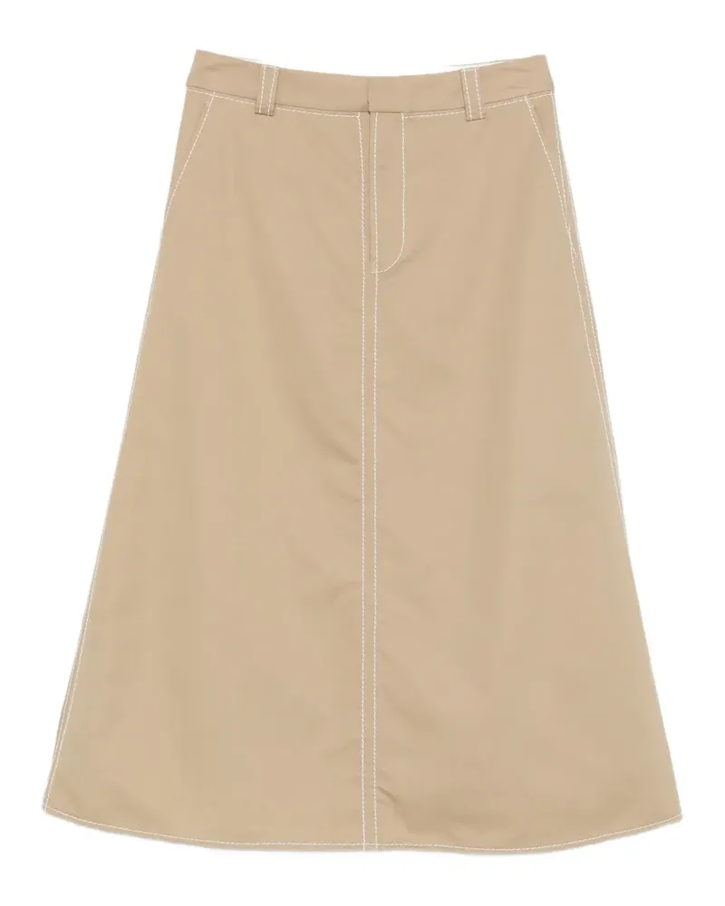 AMI Paris A-line stitch midi skirt - Nude Nude