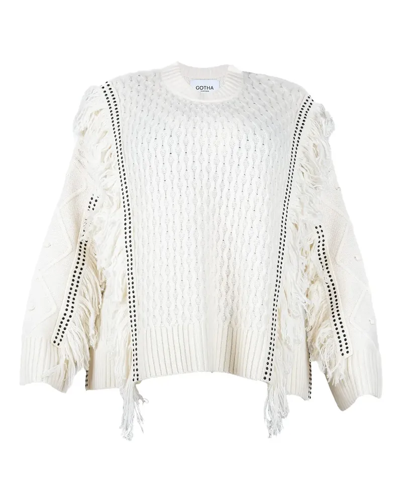 Gotha Pullover mit Rüschenbesatz - Weiß Weiß